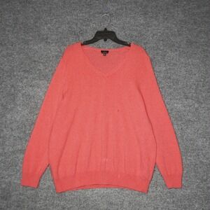 Talbots Woman V-Neck Sweater Womens 3X Coral Pure Cashmere Long Sleeve